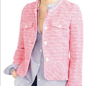 J Crew Pink Tweed Peplum Lady Jacket